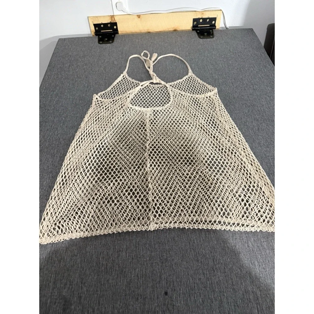 Wild Fable Crochet Net Beach Cover-Up in Beige Pool Vacation